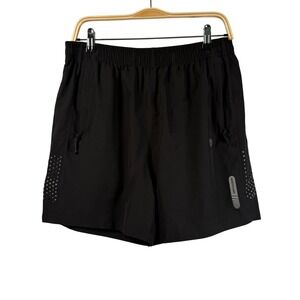 Northyard Athletic Running Shorts Black Mens L Zip Pockets Reflective Vented
